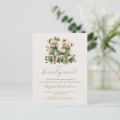 Schattige Teddy Bears Groene Ivy Twins Baby shower Briefkaart (Staand voorkant)