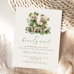 Schattige Teddy Bears Groene Ivy Twins Baby shower Briefkaart