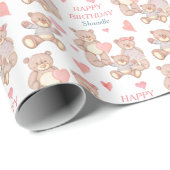 Schattige Teddy Bears Happy Bithday Cadeaupapier (Rol Hoek)