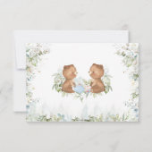 Schattige Teddy Bears High Tea Party Twins Baby sh RSVP Kaartje (Achterkant)