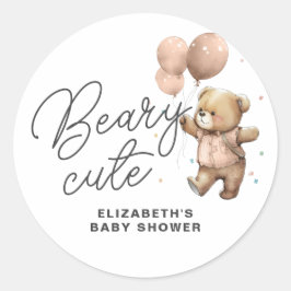 Schattige Teddy Beary Zoete Baby Shower Feest Ronde Sticker