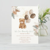 Schattige Teddy beer ballonnen baby shower Kaart (Staand voorkant)