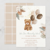 Schattige Teddy beer ballonnen baby shower Kaart (Voorkant / Achterkant)