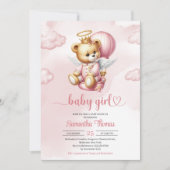 Schattige Teddy beer engel heteluchtballon meisje Kaart (Voorkant)