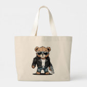 Schattige Teddy-memes Grote Tote Bag (Achterkant)