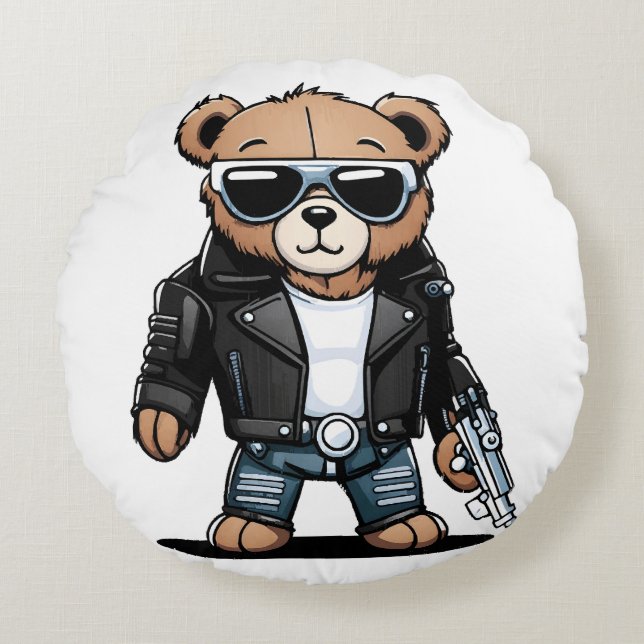 Schattige Teddy-memes Rond Kussen (Voorkant)