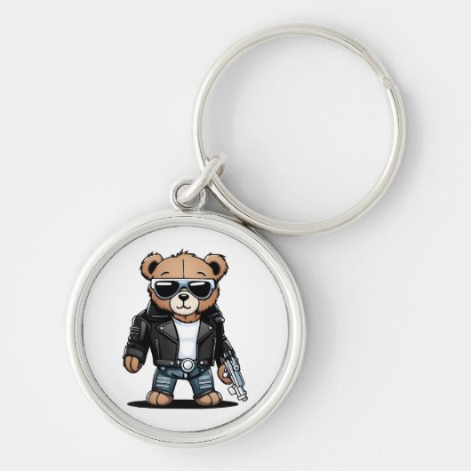 Schattige Teddy-memes Sleutelhanger (Voorkant)