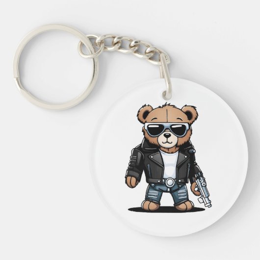 Schattige Teddy-memes Sleutelhanger (Voorkant)