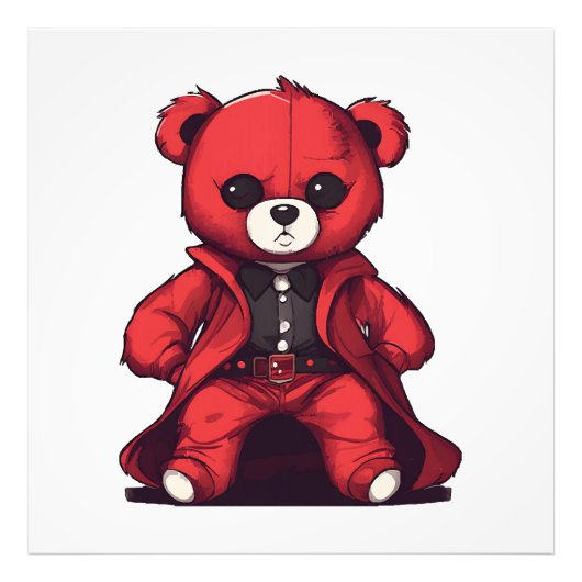 Schattige teddy rode jongen foto afdruk (Voorkant)