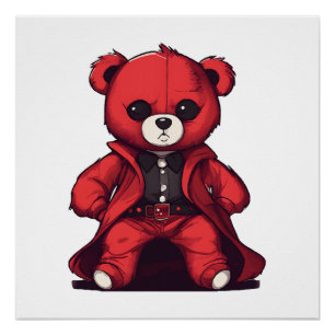 Schattige teddy rode jongen perfect poster