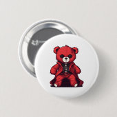 Schattige teddy rode jongen ronde button 5,7 cm (Voorkant /achterkant)