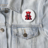 Schattige teddy rode jongen ronde button 5,7 cm (In situ)