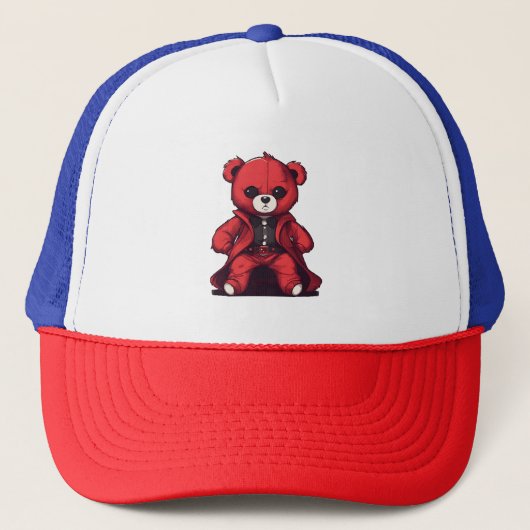 Schattige teddy rode jongen trucker pet (Voorkant)