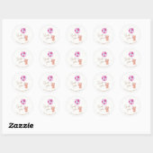 Schattige Teddy Roze Ballon Dank u Baby shower Ronde Sticker (Vel)