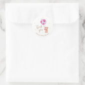 Schattige Teddy Roze Ballon Dank u Baby shower Ronde Sticker (Tas)
