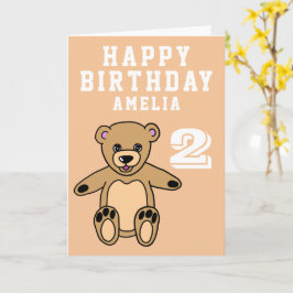 Schattige teddybeer 2e verjaardag Gefeliciteerd me Kaart