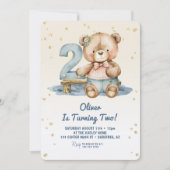 Schattige teddybeer 2e verjaardag kaart (Voorkant)