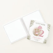 Schattige Teddybeer 2e Verjaardag Roze Gastenboek Notitieboek (Binnen)