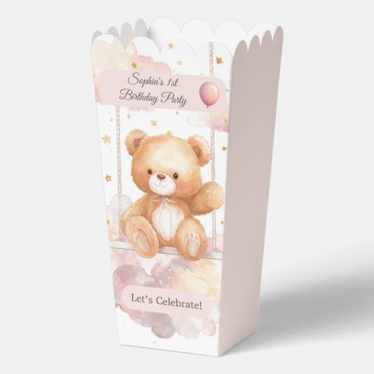 Schattige teddybeer - aangepaste verjaardag bedankdoosjes (Achterkant)