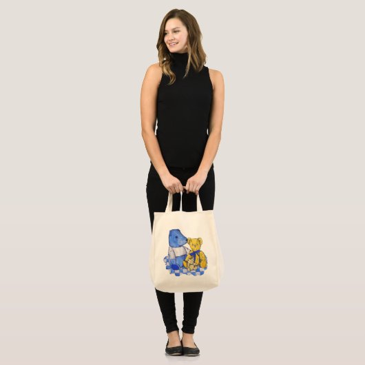 schattige teddybeer afbeelding tote bag (Voorkant (model))