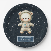 Schattige Teddybeer Astronaut Papier Borden Custom Papieren Bordje (Voorkant)