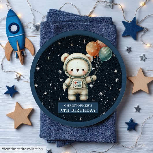 Schattige Teddybeer Astronaut Papier Borden Custom Papieren Bordje