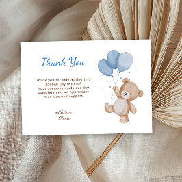 Schattige Teddybeer Baby Shower Bedankkaart