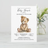 Schattige teddybeer baby shower kaart (Staand voorkant)