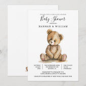 Schattige teddybeer baby shower kaart (Voorkant / Achterkant)