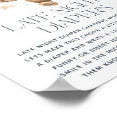 Schattige Teddybeer Baby shower 'Late Night Diaper Poster (Hoek)