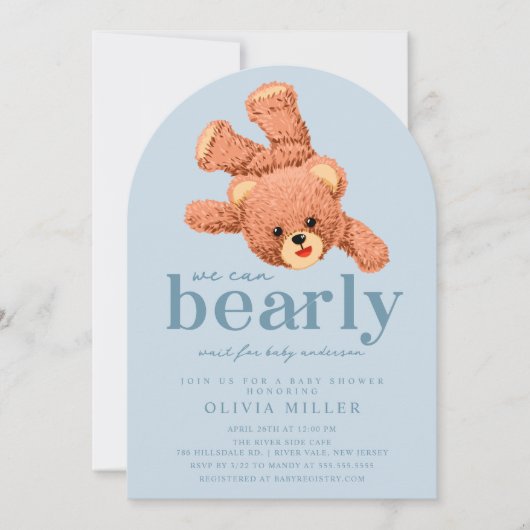 Schattige teddybeer Baby shower uitnodiging (Voorkant)