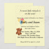 Schattige teddybeer Baby shower uitnodiging (Voorkant / Achterkant)