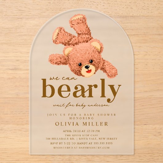 Schattige teddybeer Baby shower uitnodiging (Voorkant)