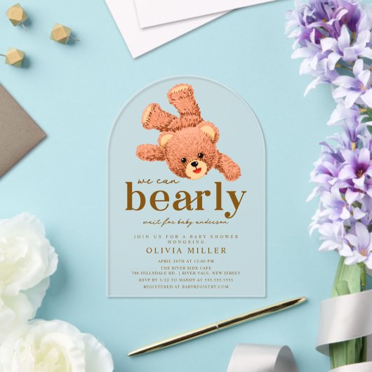 Schattige teddybeer Baby shower uitnodiging (Insitu (Huwelijk))