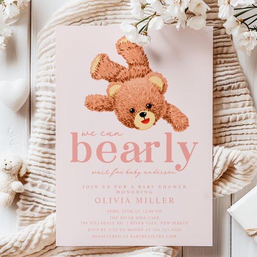 Schattige teddybeer Baby shower uitnodiging