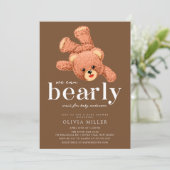 Schattige teddybeer Baby shower uitnodiging (Staand voorkant)