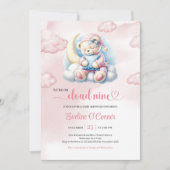 Schattige Teddybeer Baby Shower Uitnodiging Cloud  (Voorkant)