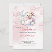 Schattige Teddybeer Baby Shower Uitnodiging Cloud (Voorkant)