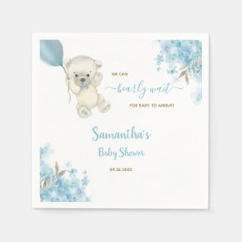 Schattige Teddybeer Baby shower Waterverf Blauw Jo Servet