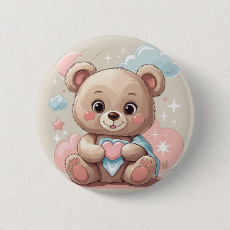 Schattige teddybeer Baby – zacht pastelontwerp Ronde Button 5,7 Cm