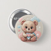 Schattige teddybeer Baby – zacht pastelontwerp Ronde Button 5,7 Cm (Voorkant /achterkant)