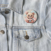 Schattige teddybeer Baby – zacht pastelontwerp Ronde Button 5,7 Cm (In situ)