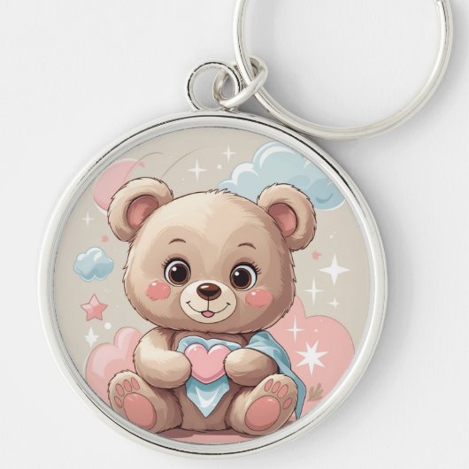 Schattige teddybeer Baby – zacht pastelontwerp Sleutelhanger (Voorkant)