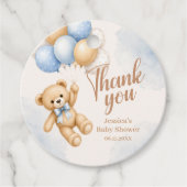 Schattige teddybeer babyshower bedankt bedankjes labels (Voorkant)