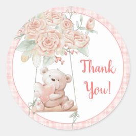 Schattige teddybeer bedankt ronde sticker