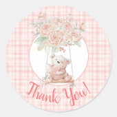 Schattige teddybeer bedankt ronde sticker (Voorkant)