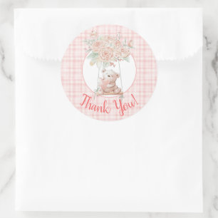 Schattige teddybeer bedankt ronde sticker