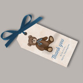 Schattige teddybeer bedankt voor baby shower cadeaulabel