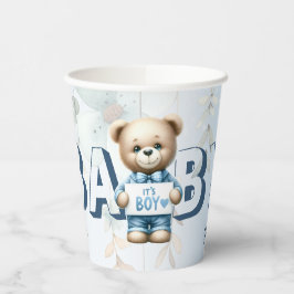 Schattige teddybeer blauwe bloemen mooie party papieren bekers