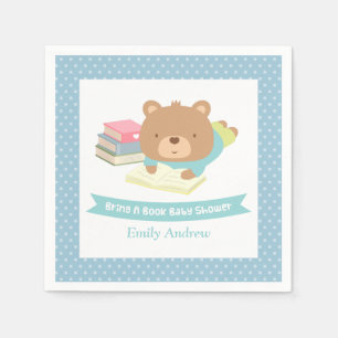 Schattige teddybeer brengt een boek baby shower servetten